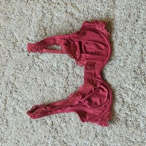 Aerie, red lacey unlined bra, size 34C
